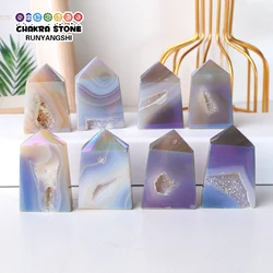 Natural Rainbow Electroplating Agate Crystal Tower Health Healing Stone Magic Point Christmas Gift Crystal Home Decoration
