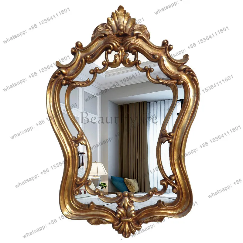 

European bathroom mirror golden luxury court princess makeup mirror