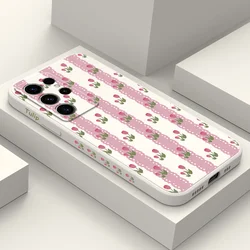 Lace Tulip Phone Case For Samsung Galaxy S24 S23 S22 S21 S20 S10 S10E Ultra Plus FE Note 20 Ultra 10 Plus Cover