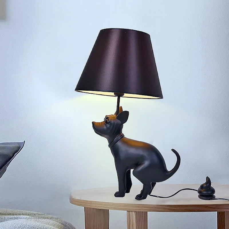 Resin Big Dog Cloth Cover Floor-to-ceiling Lamps Nordic Living Room Bedroom Study