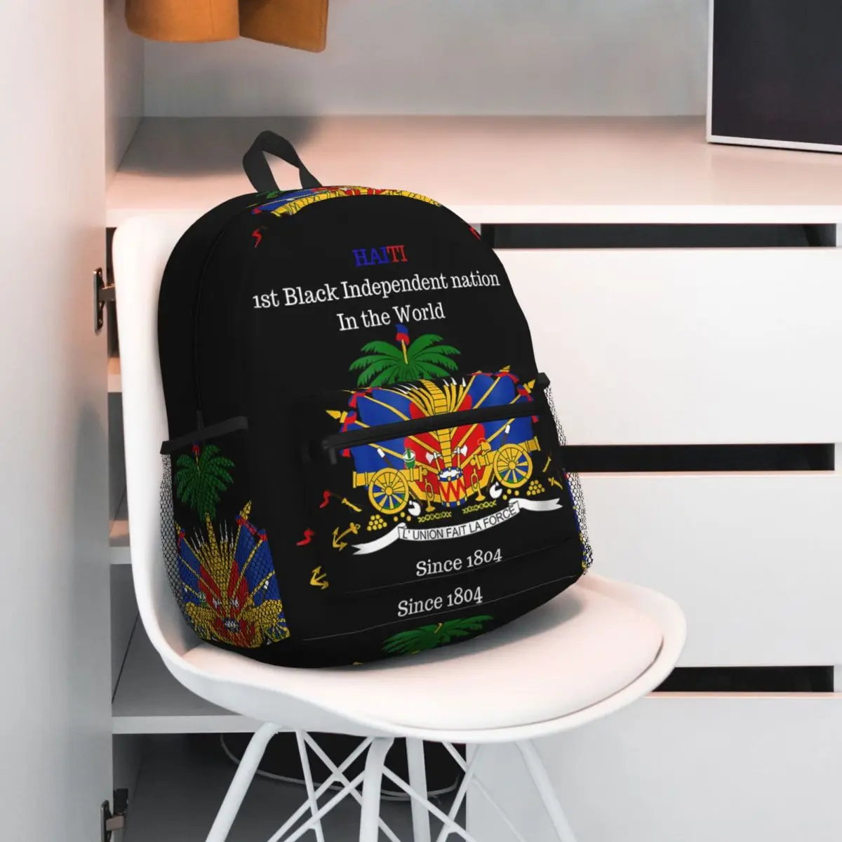 Haitian Flag Great For Independence Day Celebration Backpack Daypack Large Capacity Kids BookBag School Bag Shoulder Bags