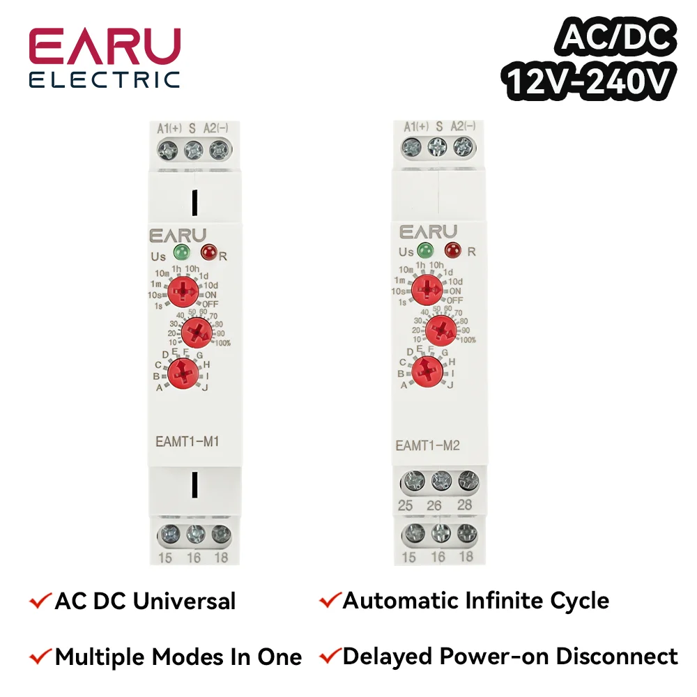 12-240VAC/DC Din Rail Type 0.1 second -10 days Time Delay Relay 16A/250VAC Multifunction Timer Relay with 10 Function Choices