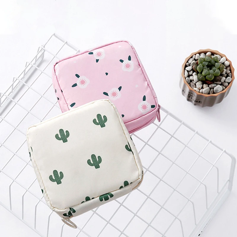 1PC Sanitary Napkin Storage Bag Makeup Storage Organizers Portable Cosmetics Data Cables Lipstick Earphone Storage Organization