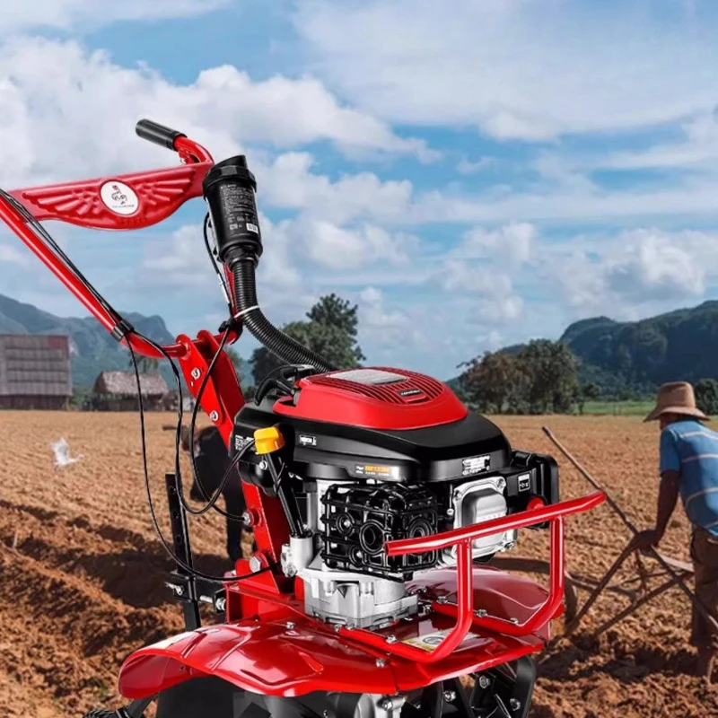 

New type of small gasoline powered household four stroke soil loosening and paddy field weeding and trenching machine