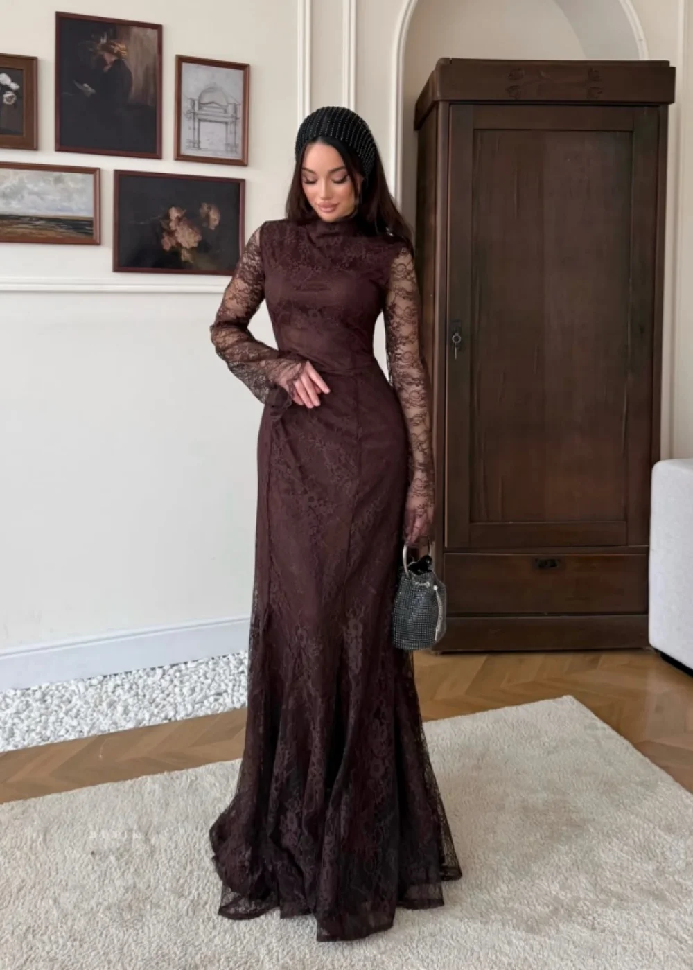 New Design O Neck Embroidery Illusion Slim Floor Length Mermaid Evening Prom Formal Party Dress