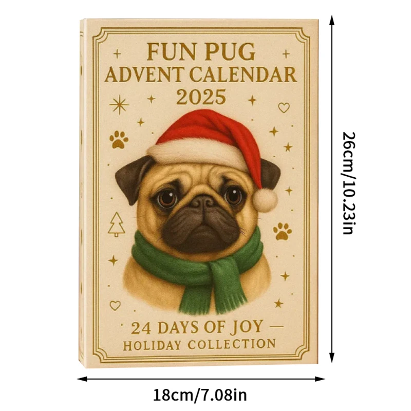 Pug Advent Calendar 2025, 24 Days Christmas Advent Calendar With Cute Pug Dog Hanging Ornaments, Holiday Gift For Dog Lovers