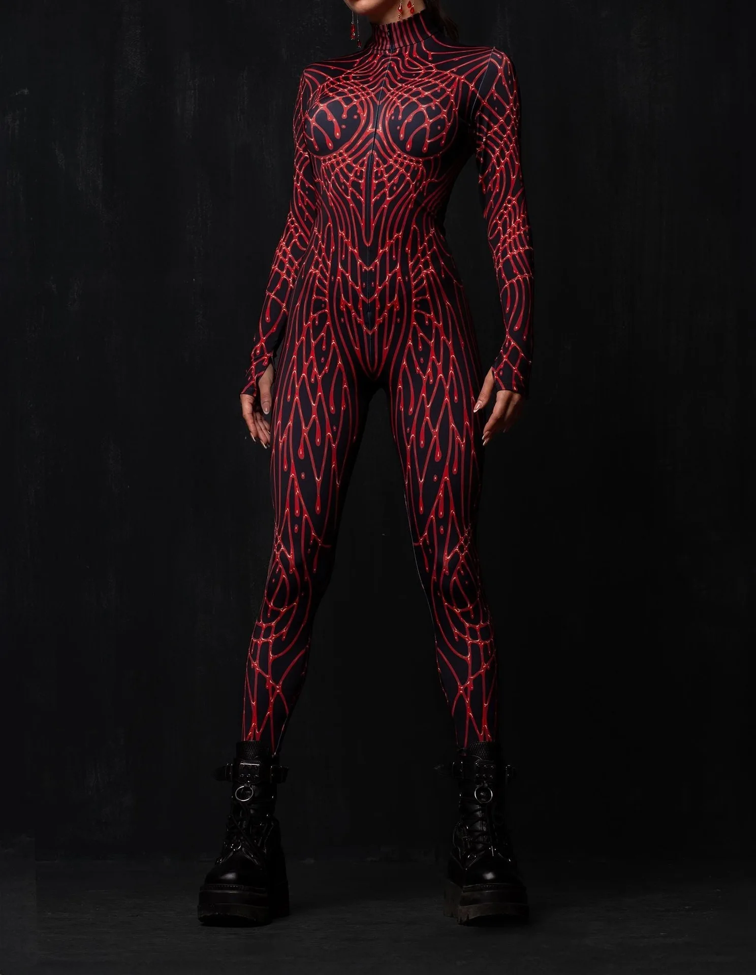 Halloween-Karnevalsparty Aerial Yoga Zentai Damen Enger Gothic Mechanischer Erwachsenen-Futuristischer Technologie-Roboter Cosplay-Jumpsuit – Detail 7