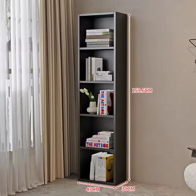 블랙 원목 틈새 책장의 상세 디테일