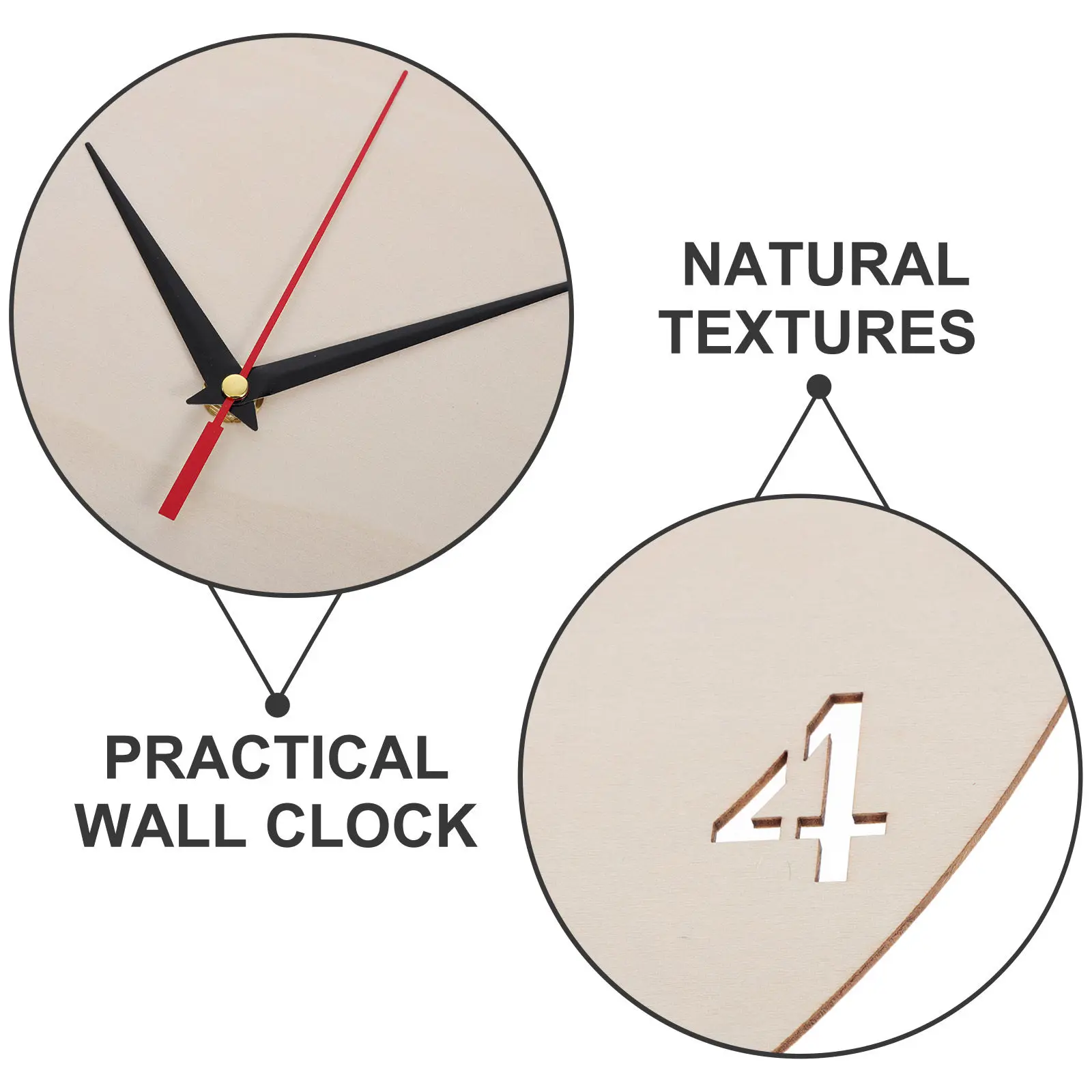 

2Set Wooden Wall Clock Panel Kit Wood Clock Face Blank Numeral Clock Dial with Hand Unfinished Wall Panel DIY Craft for Painting