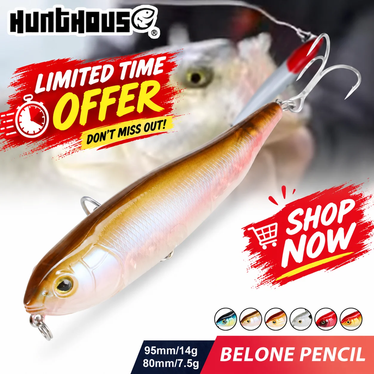Fishing Lure Topwater - Isca de pesca flutuante Hunthouse, tipo
