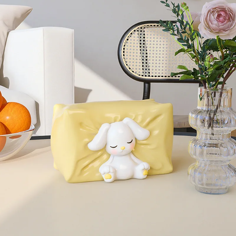 Ceramic Tissue Box Living Room Paper Drawer Cartoon Rabbit Coffee Table Dining Household Ornaments