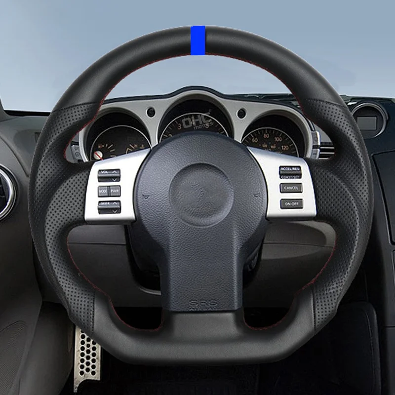 Full Leather Car Steering Wheel, High Quality Durable Interior Accessories Direct Fit Replacement for Nissan 350Z Z33 2003-2009