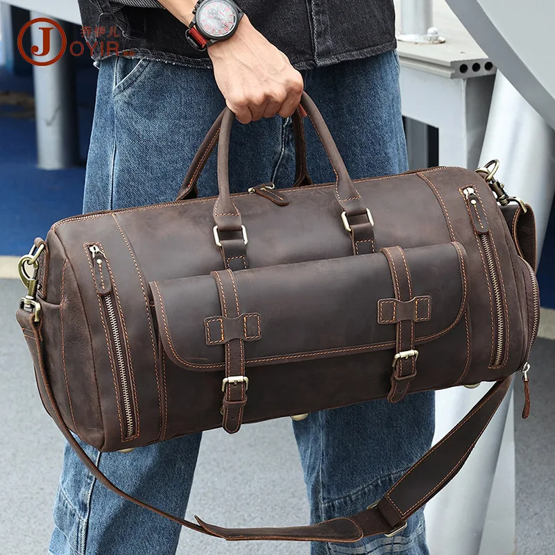 

Travel Bag Large Capacity Cross-Border New Arrival Luggage Bag Men's Real-Leather Bag European and American Retro Crazy Horse Le