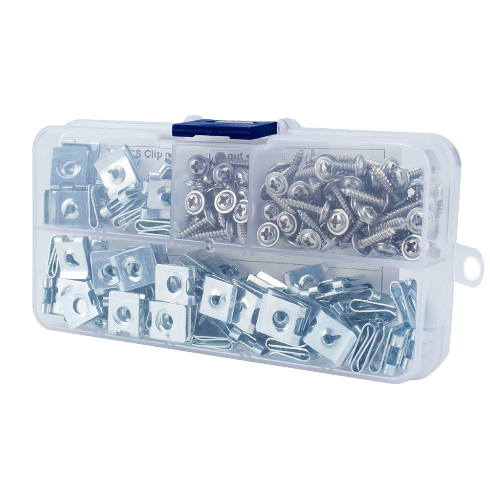 

200pcs U Shaped Screw Set Stainless Steel Motorcycle Nut High Elasticity Fastener Fixing Wires Cables