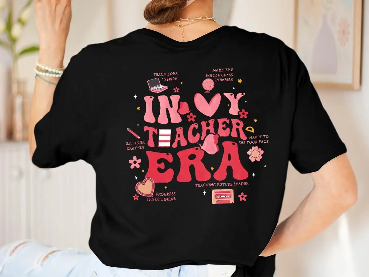 Camisa Oversize Professor Para Mulheres, Camisa Do Professor, Camisa Pré-Escolar, Tops Do Jardim De Infância, Tees De Vida De Ensino, Na Era Do Meu Professor