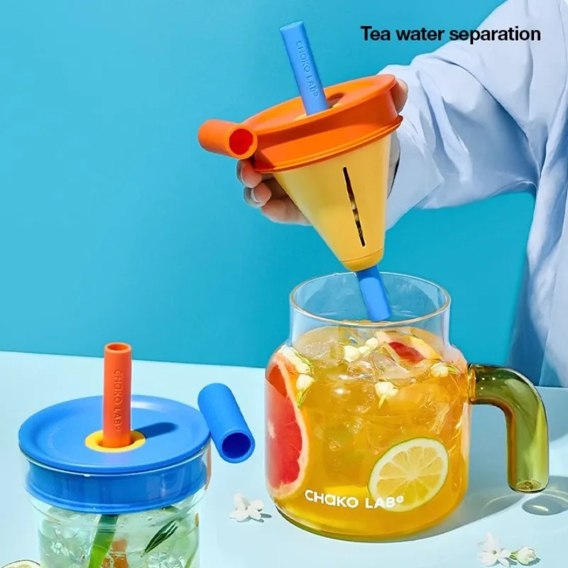 

Чашка из стеклянной соломы Chakolab большой емкости, устойчивая к высоким температурам боросиликатное стекло, воронка для разделения чая и воды, офисная кружка