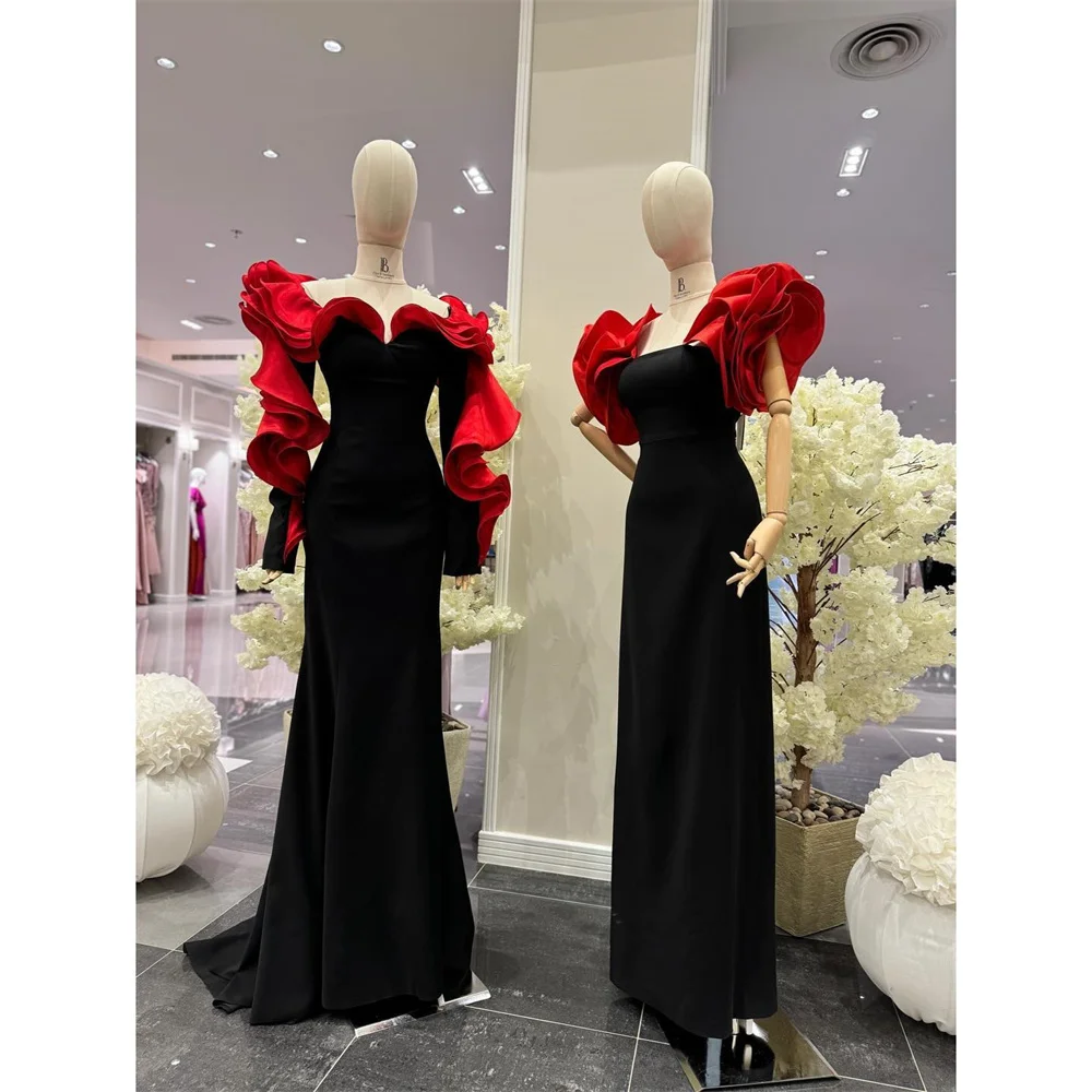 Customized Prom Dress Formal Dearin Off-the-shoulder Trumpet Floor Length Skirts Ribbon Handmade Flower Bespoke Occasion Dresses