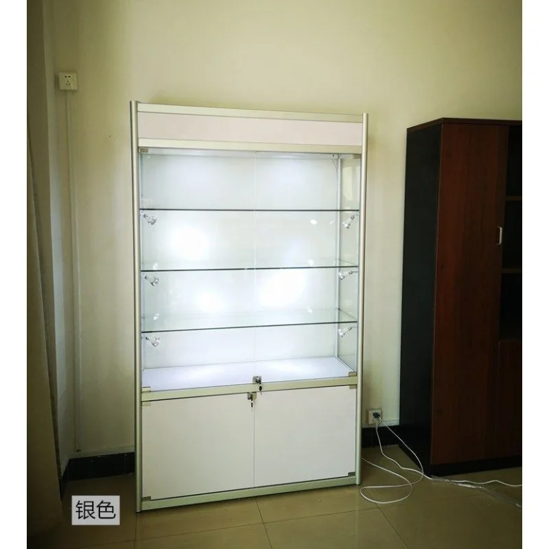 (customized)Factory Custom Product Glass Cabinet Perfume Glass Display Aluminum Smoke Shop Showcase