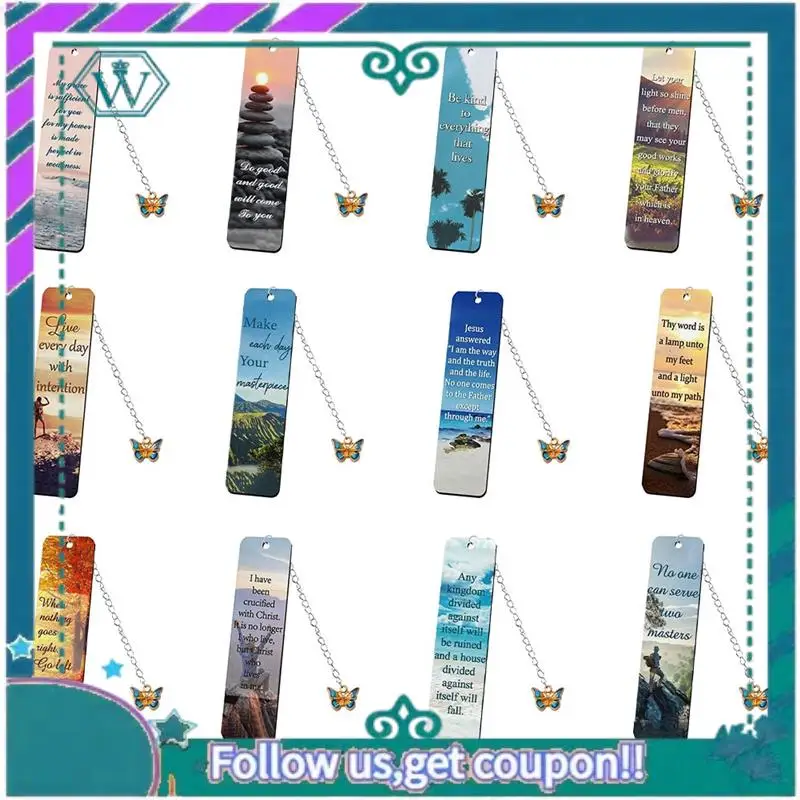 

12PCS Bookmark For Booklovers Motivational Bookmark She Is Clothed With Strength