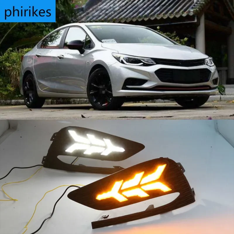 

2Pcs DRL For Chevrolet Cruze 2016 2017 2018 Daytime Running Lights fog lamp cover headlight 12V Daylight signal for Chevy