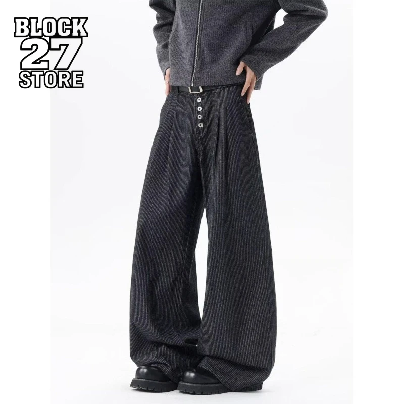 

Mens Pants Harajuku New Loose Casual Korean Trend Wide Leg Drape Straight Trousers Long Baggy Streetwear Fashion Style Wear