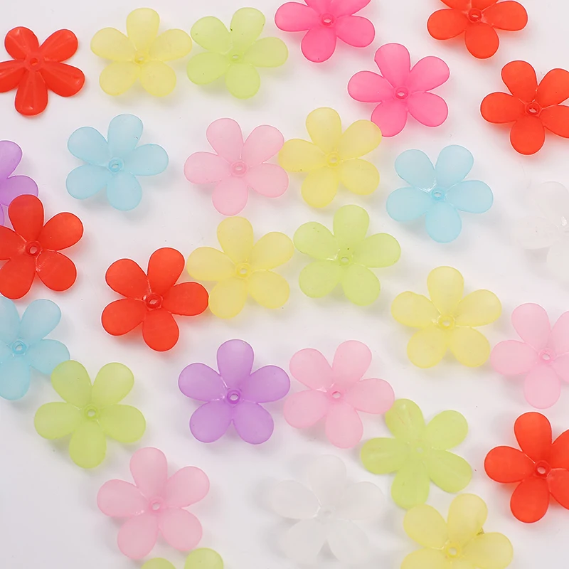 50g five leaves Petal Acrylic Frosted  Flower Torus Caps Spacer Beads Simulation flowers Jewelry Making DIY Material