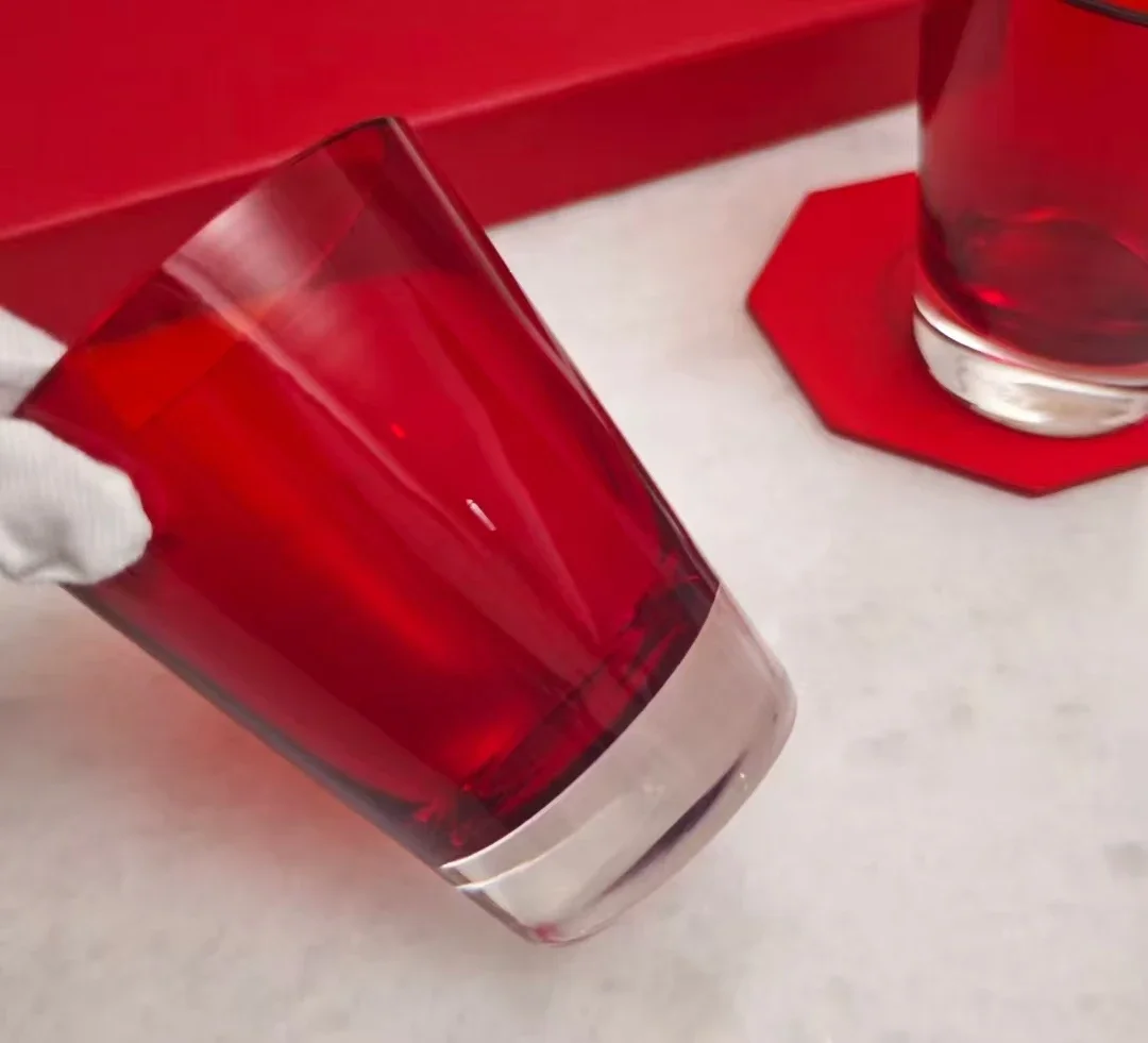 2pcs a set 10x8.3cm 220ML Crystal cups water flat-bottomed cup glass with Gift box