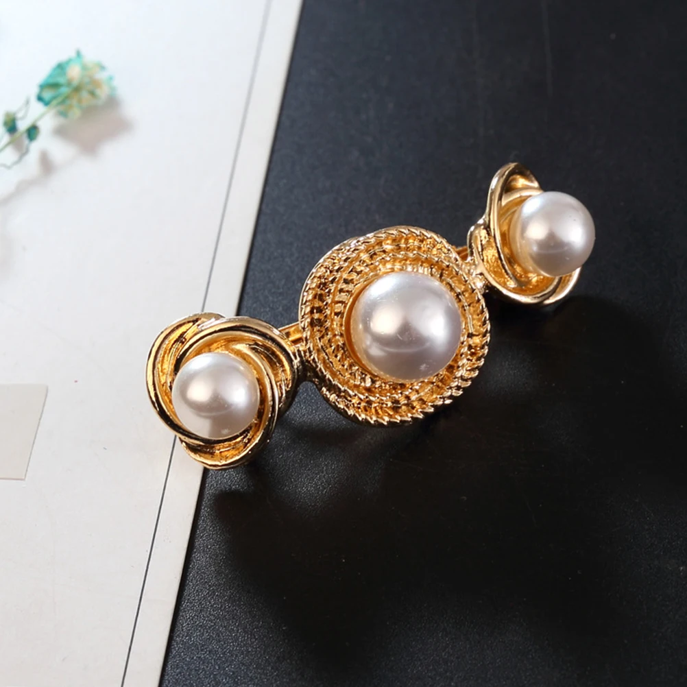 

2 Pcs Pearl Hair Clip Durable Fashionable Women Holders Barrette Large Accessories Creative Alloy