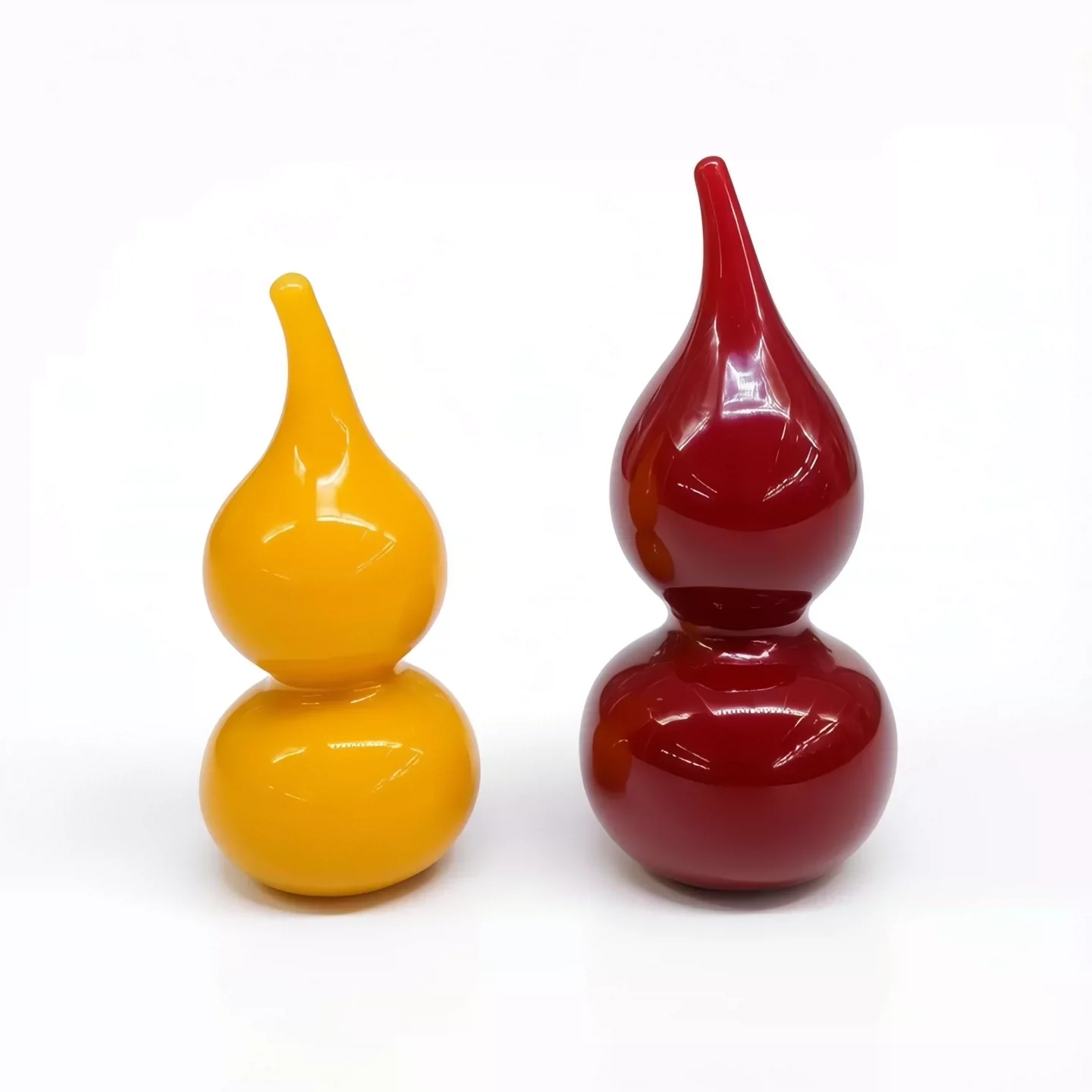 Zibo chicken oil yellow chicken blood red glazed gourd ornament, purely handmade home decoration, daily gift, Chinese handicraft