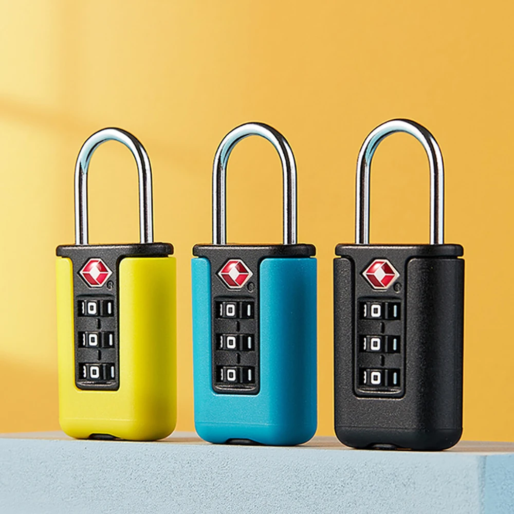 Customs Code Lock for Travel Luggage Password Changeable Black Lock Contrast Design Padlock 3 Digit Combination Lock