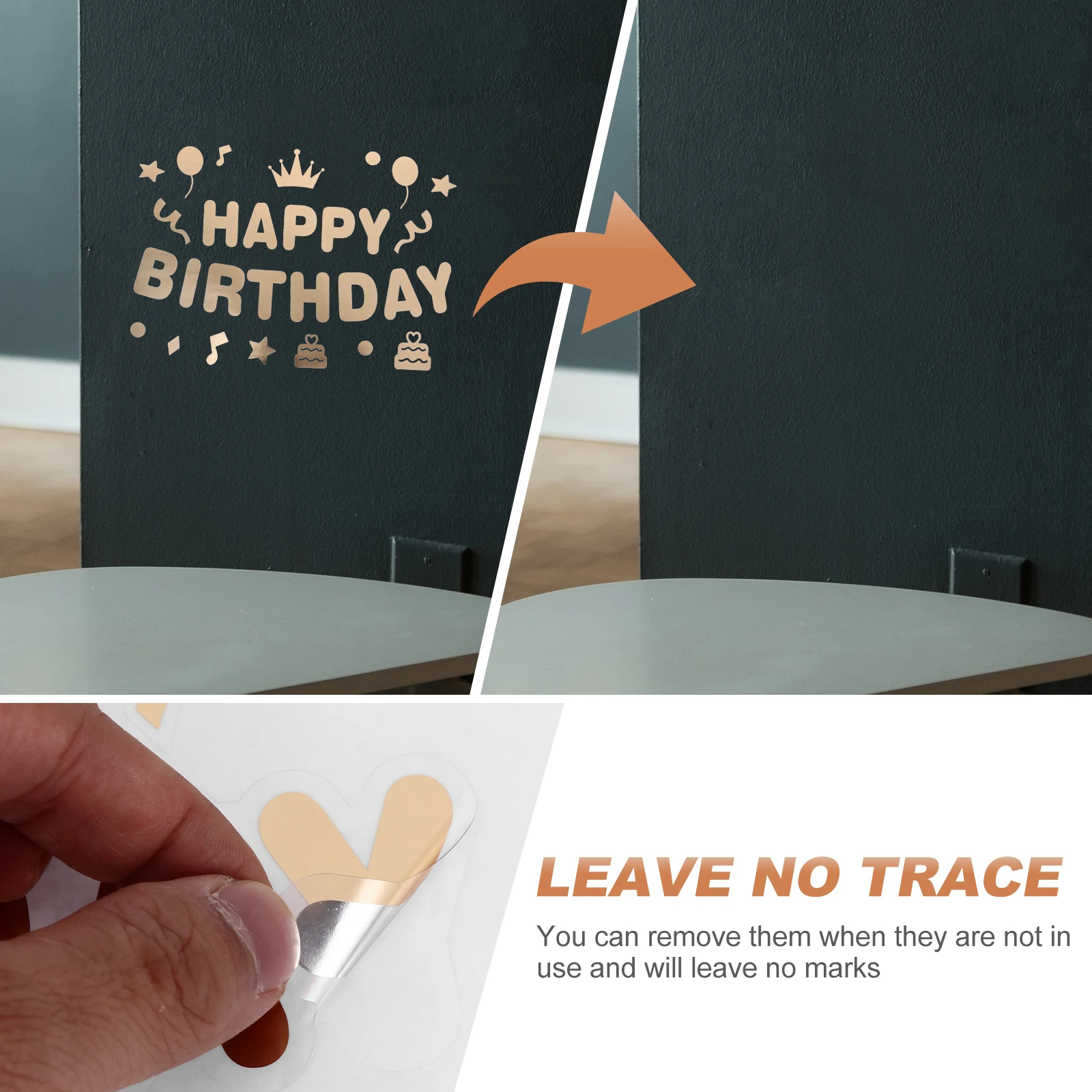 

5 Pcs Self-adhesive Stickers Birthday Wall Decal Party Supplies Adornment Decorative Happy Decals Windows Cling Balloon