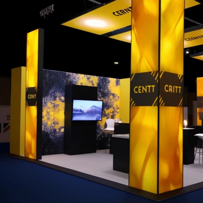 Parede de tela de vídeo LED de exibição de caixa de luz de tecido de mesa de exibição modular na cabine de exposição de feiras comerciais