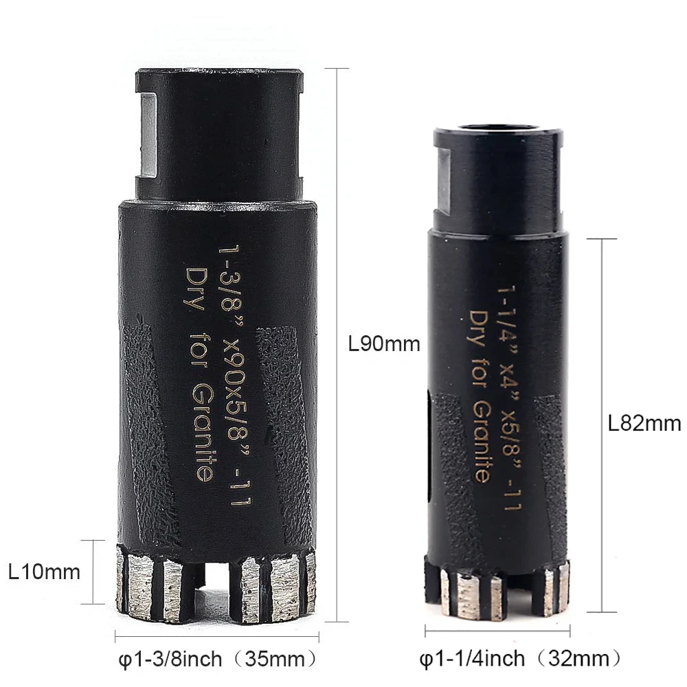 Vacuum Brazed Diamond Core Drill Bit 5/8-11' D25-65mm for Dry Drilling - Protection for Granite Marble Engineered Stone