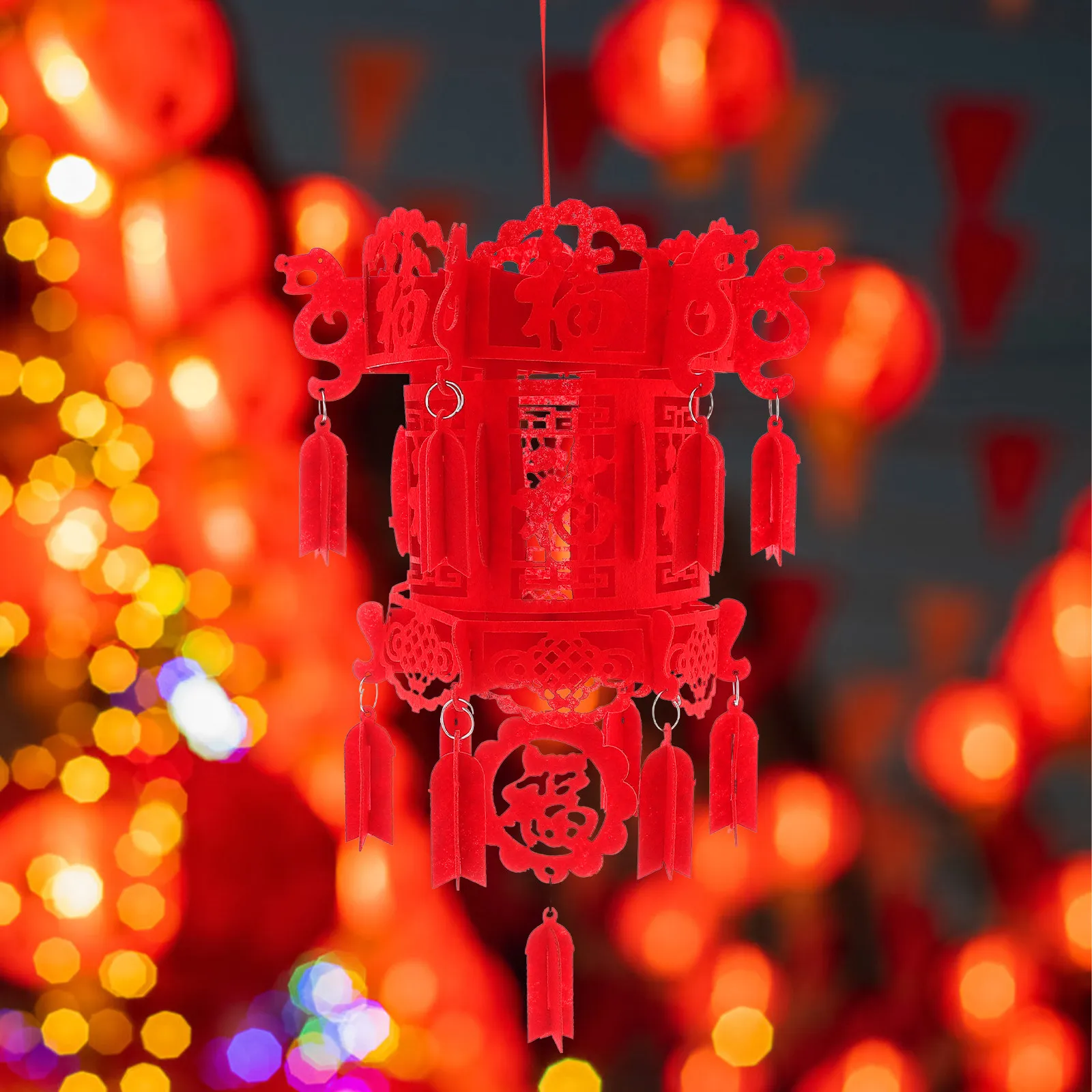 

2Pcs Chinese Lantern Spring Festival Red Hanging Decorative Lanterns Vintage Style Blessing Lanterns Party Scene Lantern Layout
