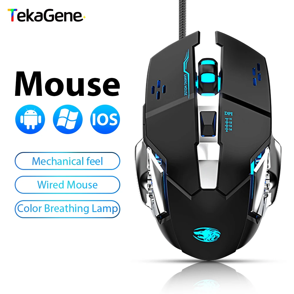 Wired Mouse For Desktop Notebook Computer Laptop PC Gaming And Office Mouse Microsoft Windows IOS Esports Mechanical Feel Mouse