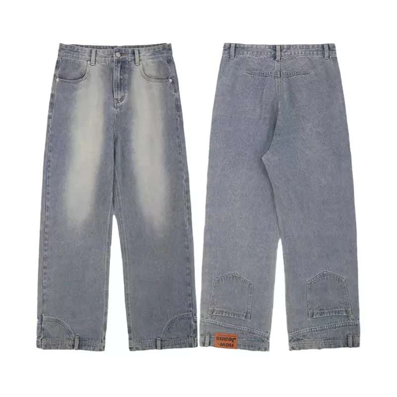 

Korean Men'S Retro Wide Leg Pants Fashion Inverted Jeans Couple Style Design Sense Straight Leg Reverse Pants Casual Pants
