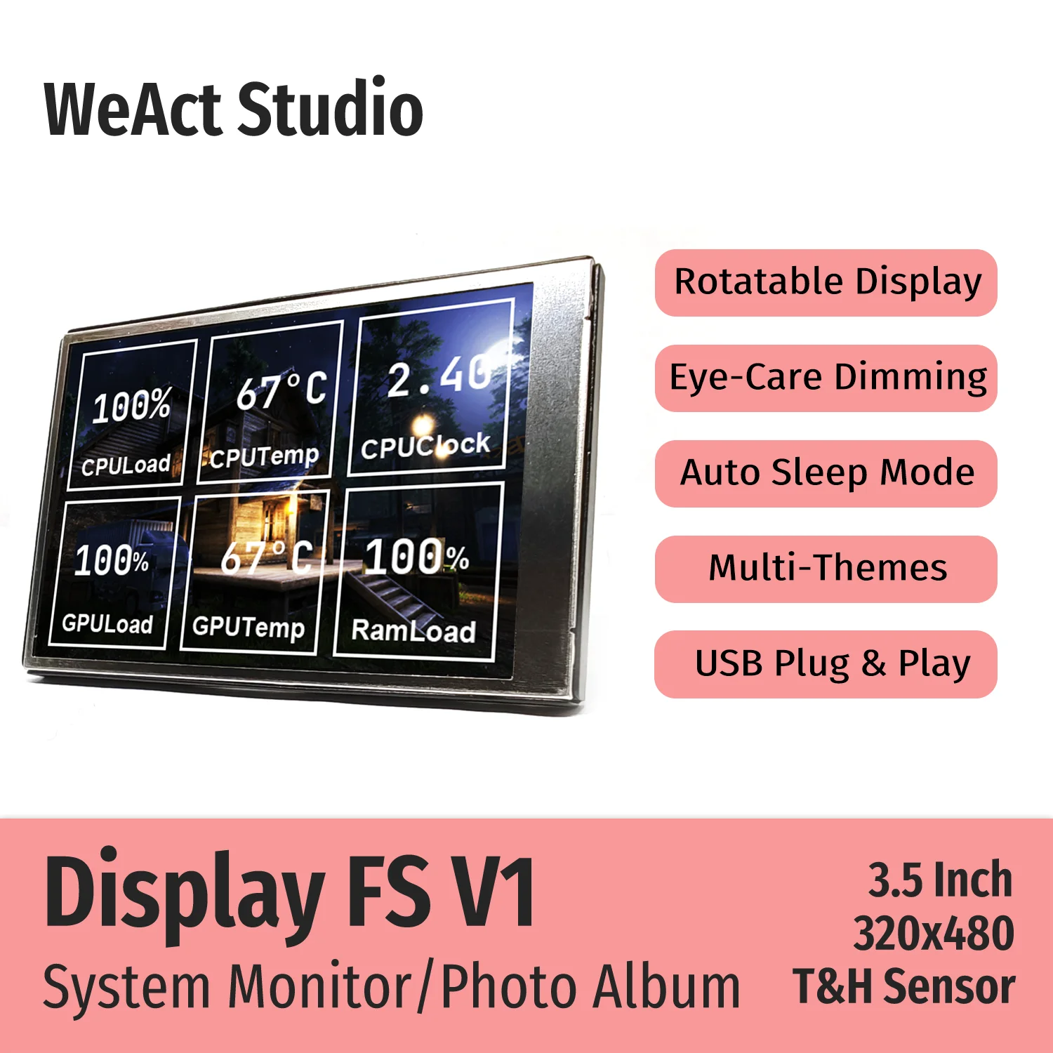 yZ[zWeAct 3.5 C` IPS USB ZJ_XN[ Rs[^ CPU GPU RAM HDD fBXvC 320*480 VXej^[ tHgAo