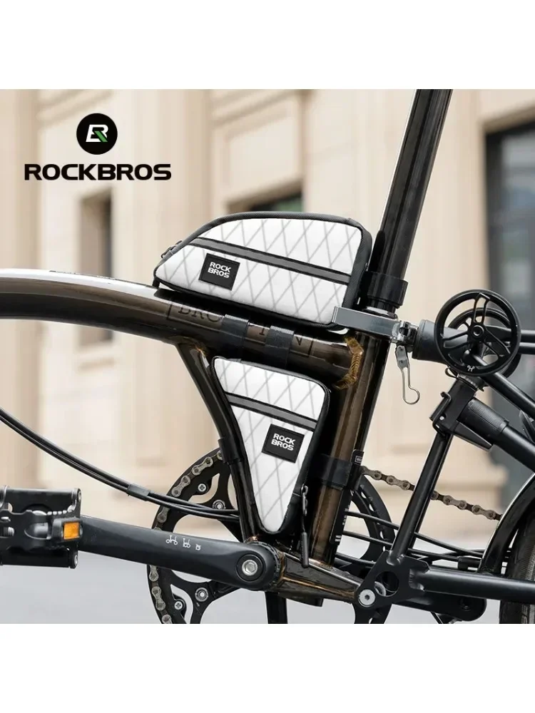 AliExpress ROCKBROS Bicycle Bag Ultralight Top Front Tube Frame Triangle Bag for Brompton Bike 0.8L Lengthened