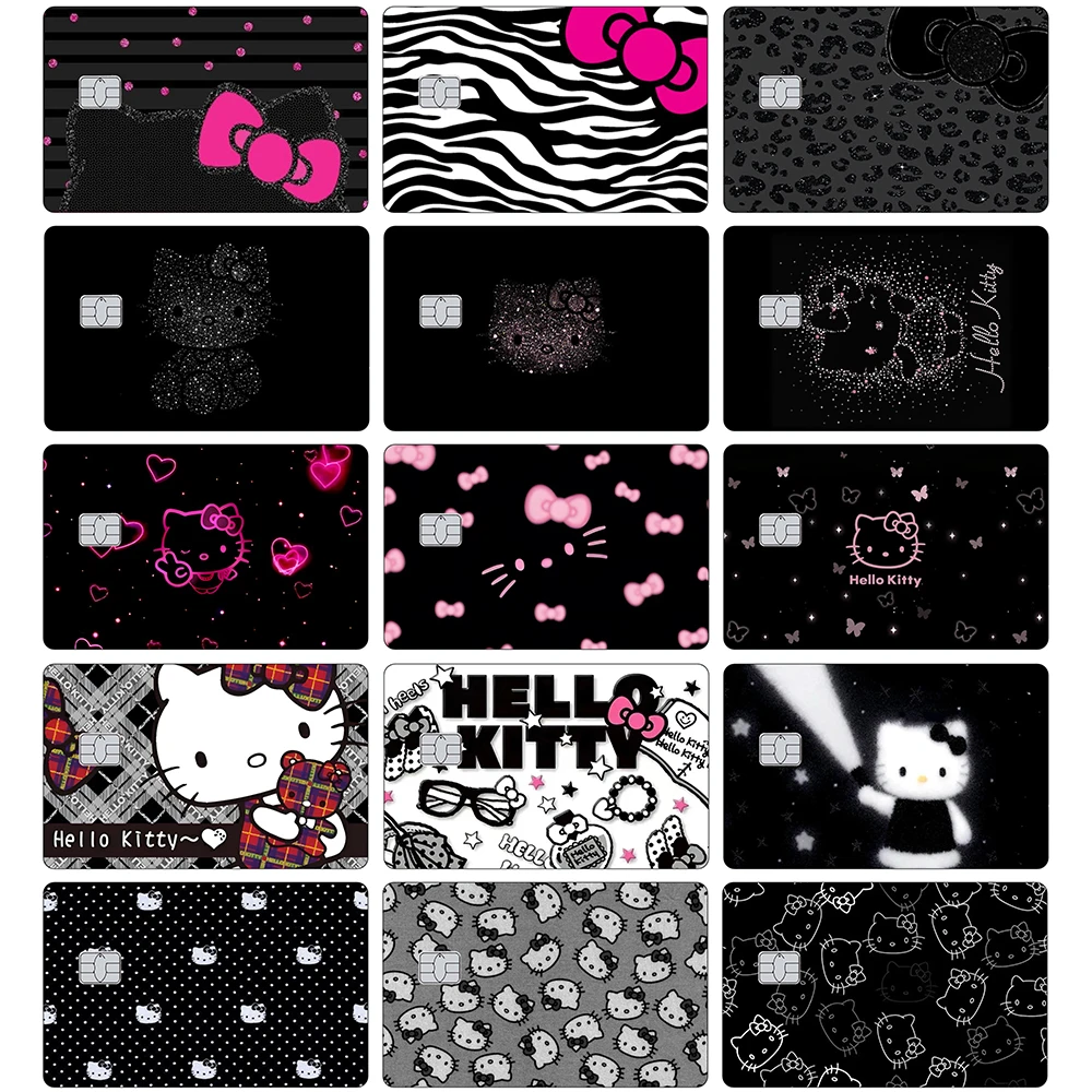 

Dark Hello Kitty Cartoon Diy Decal Small Chip for Credit Bank Card Skin Stickers Bus Metro Card Protective Sticker Decoration