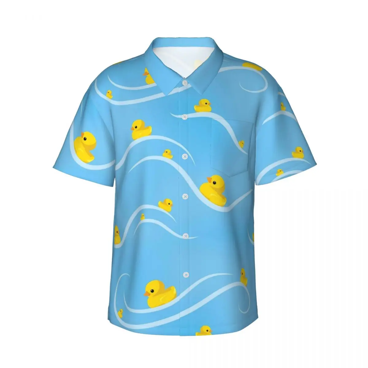 

Ducks In A Row Beach Shirt Yellow Animal Hawaii Casual Shirts Men Elegant Blouses Short Sleeve Breathable Design Tops