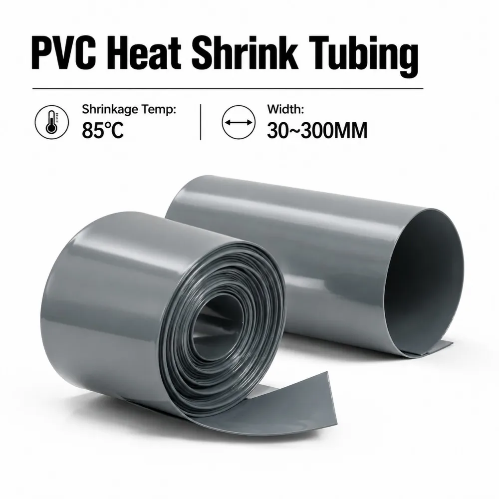 Gray PVC Of 18650 Battery Packs Cable Sleeve Width 30mm -300mm Heat Shrink Tube Shrink Insulated Shrink Tubing Battery Film
