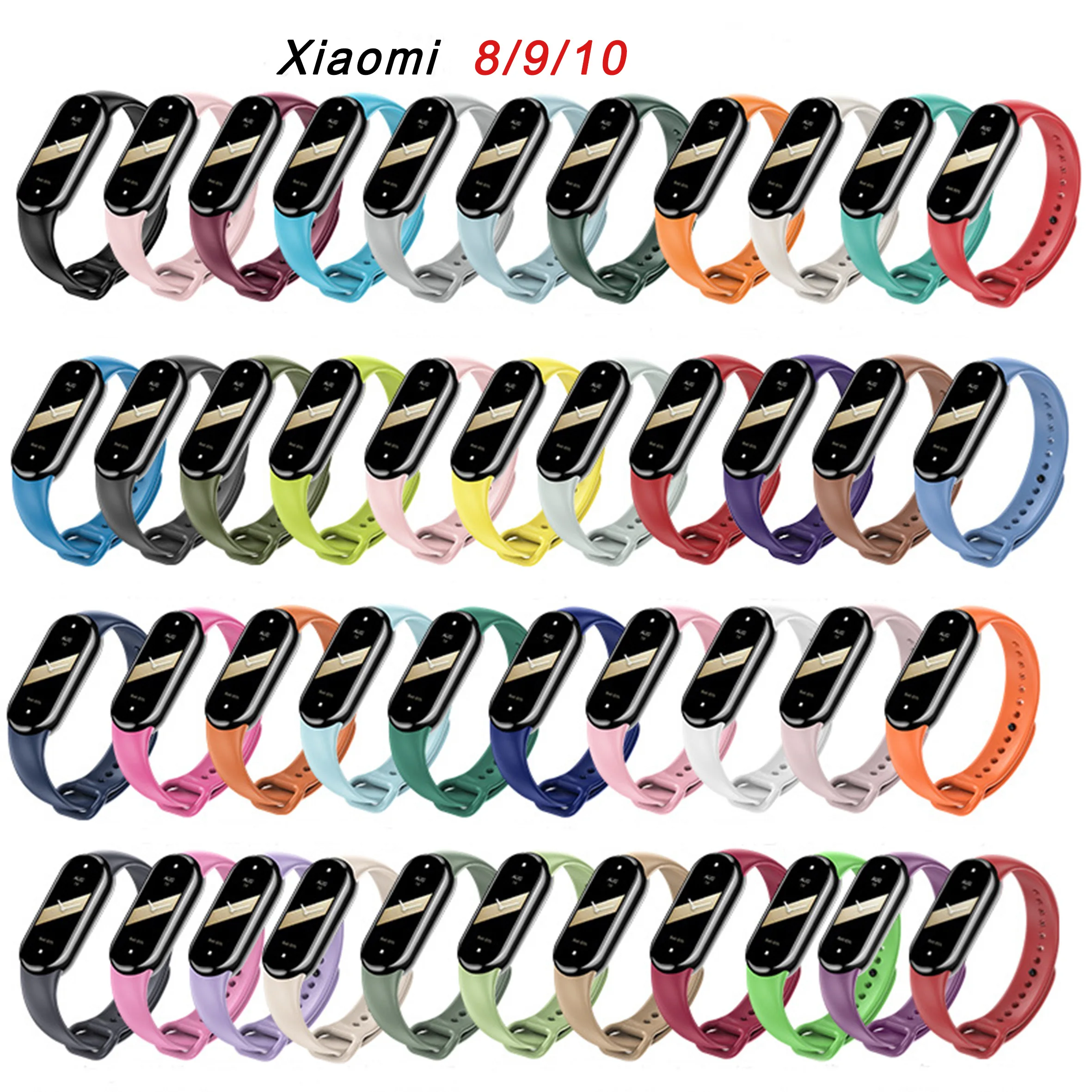 Mi8 Mi9 Mi10 NFC Silicone Smart Sports Bracelet Strap Solid Color Replacement Strap