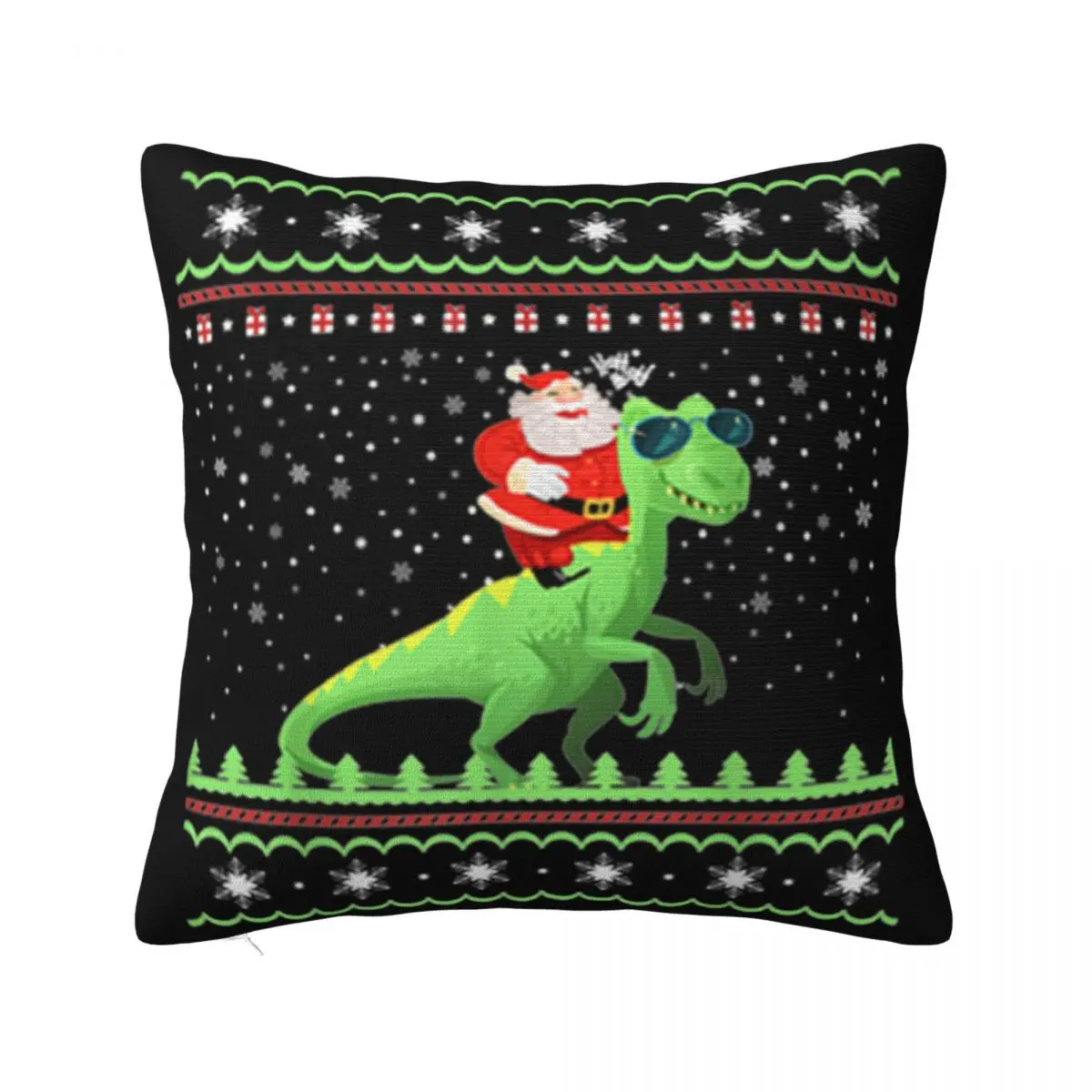 Premium Santa Riding Trex Dinosaur Gifts Dino Ugly Christmas Summer Style Cotton Goth Pillow Case