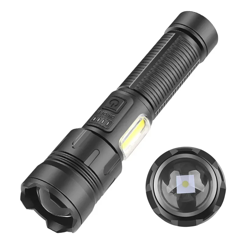 

30W Super Bright Type-C Rechargeable LED Flashlight - COB White/Red Side Light