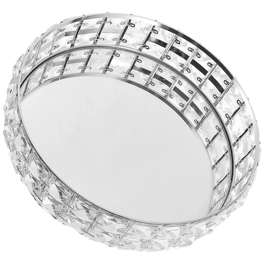 

Round Mirror Jewelry Storage Organizer Vanity Decorative Crystal For Home Perfume Dresser Bathroom Organizer
