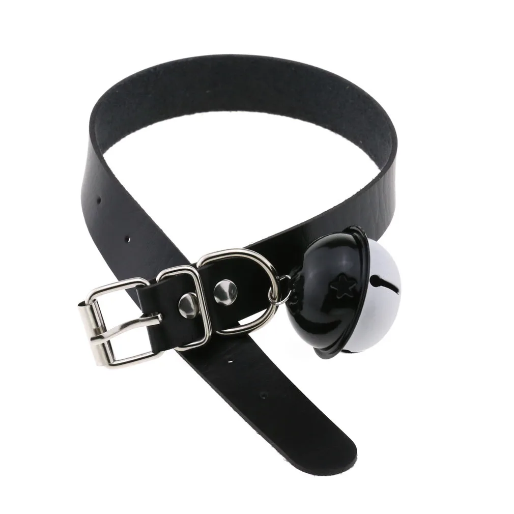 

Cosplay Bondage Choker Bell Collar For Women Girls Necklace Metal Leather Chocker Goth Anime Role play Gift Jewelry Accessories