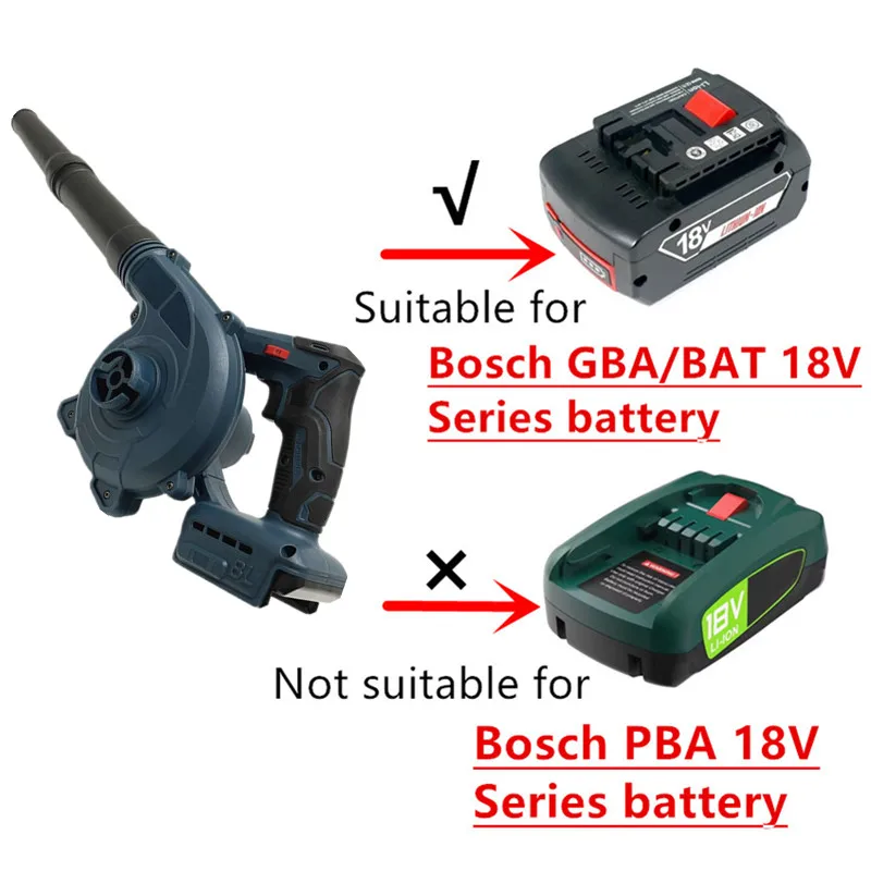 Cocok untuk Bosch 18V peniup udara tanpa sikat 6 kecepatan, alat pembersih vakum peniup debu salju