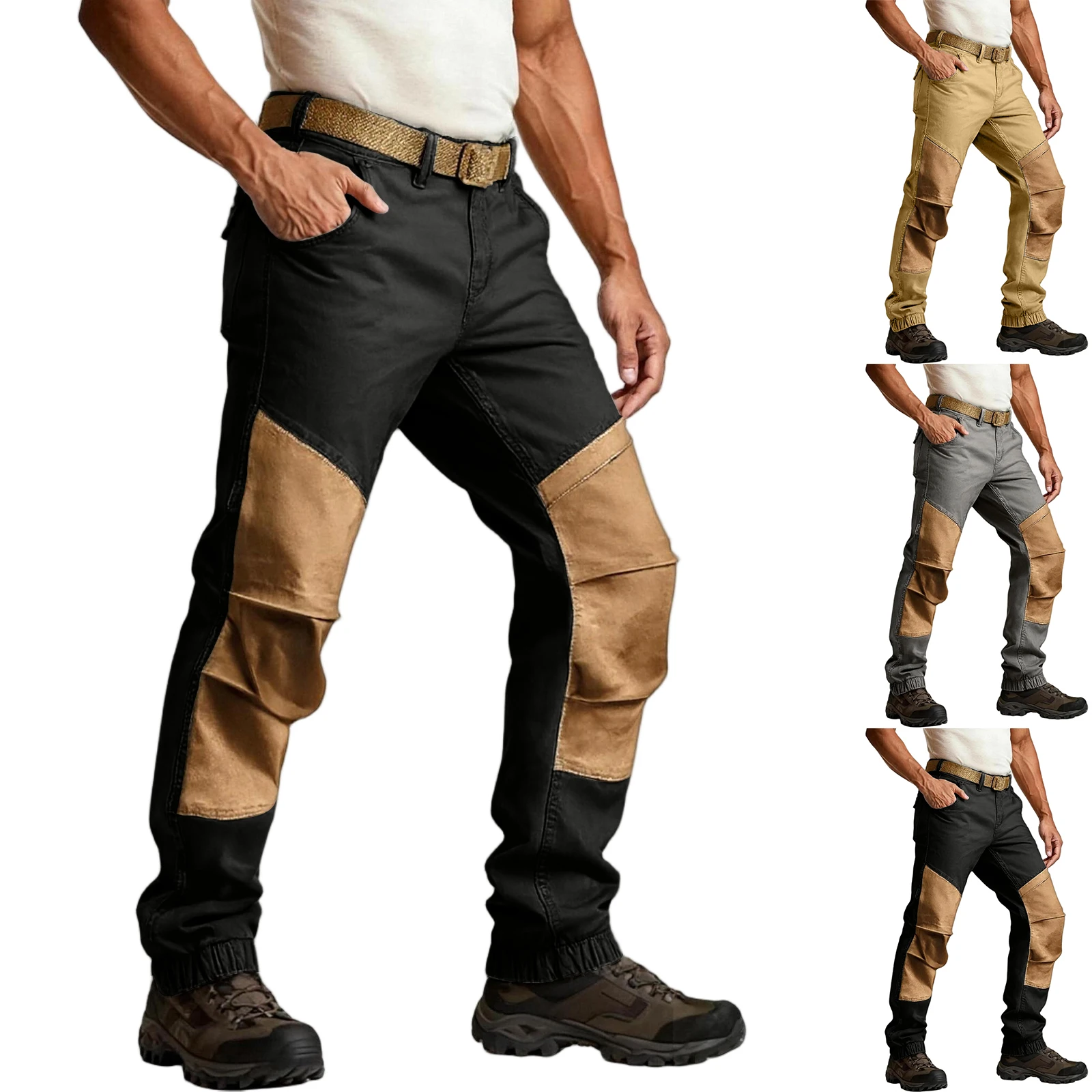 

Leg Binding Color Blocked Work Pants Outdoor Hiking Pants Men'S Casual Pants Spring And Autumn Men'S Work Pants