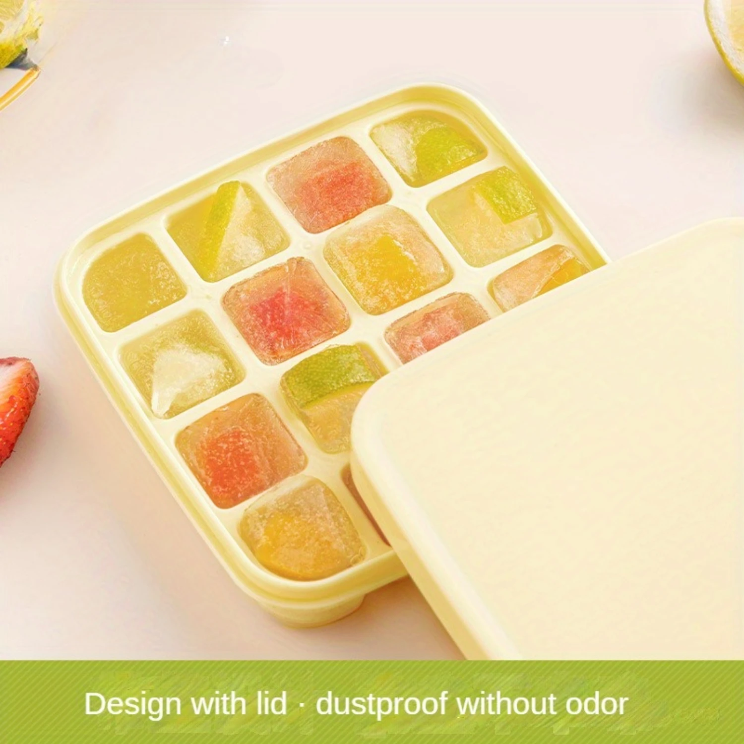 1pc, Ice Cube Mold, Freezer Ice Tray With Lid, Easy To Release Ice Cubes Mold With  Box For Refrigerating Cocktails Whiskey Coff