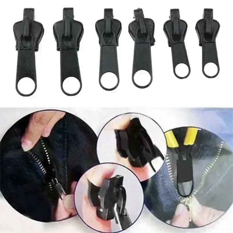 Black 6pcs Instant Zipper Universal Instant Fix Zipper Repair Kit Replacement Zip Slider Teeth Rescue New Design For DIY Sew